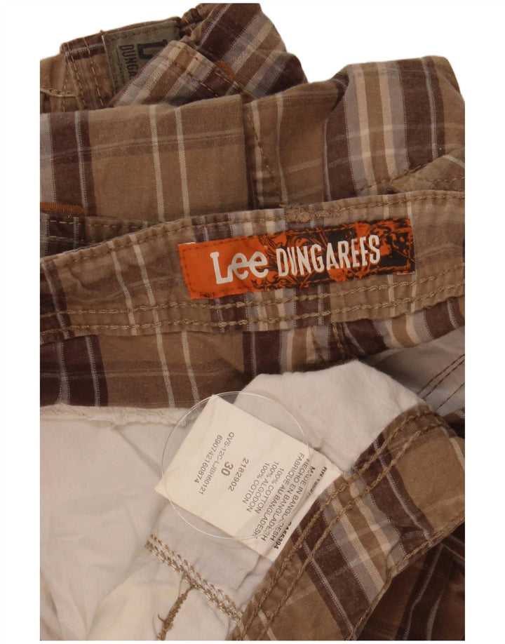 Shorts cargo masculino Lee W30 algodão xadrez marrom médio