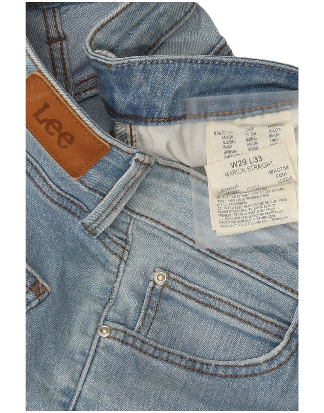 Lee Womens Marion Straight Jeans W29 L28 Azul Algodão