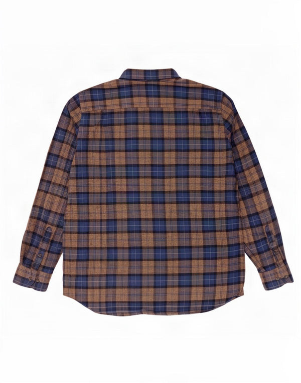 Camisa masculina de flanela Massimo Dutti 2XL xadrez marrom