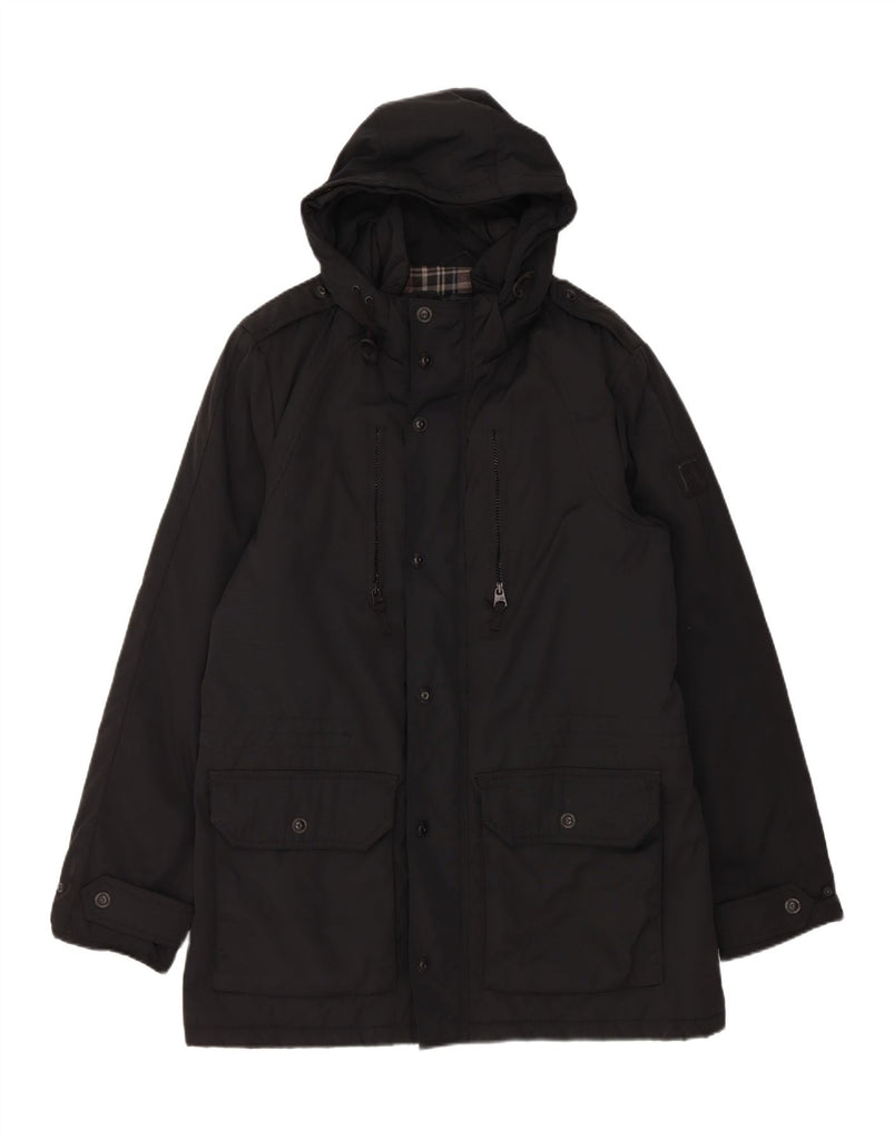 TOM TAILOR Mens Military Hooded Windbreaker Coat UK 40 Large Black Vintage Tom Tailor and Second-Hand Tom Tailor from Messina Hembry 