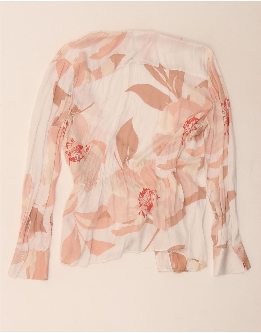 Blusa feminina Massimo Dutti com camisa envolvente UE 42 grande viscose floral branca