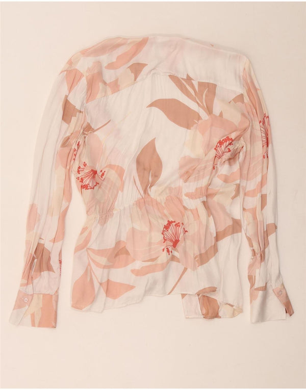 Blusa feminina Massimo Dutti com camisa envolvente UE 42 grande viscose floral branca