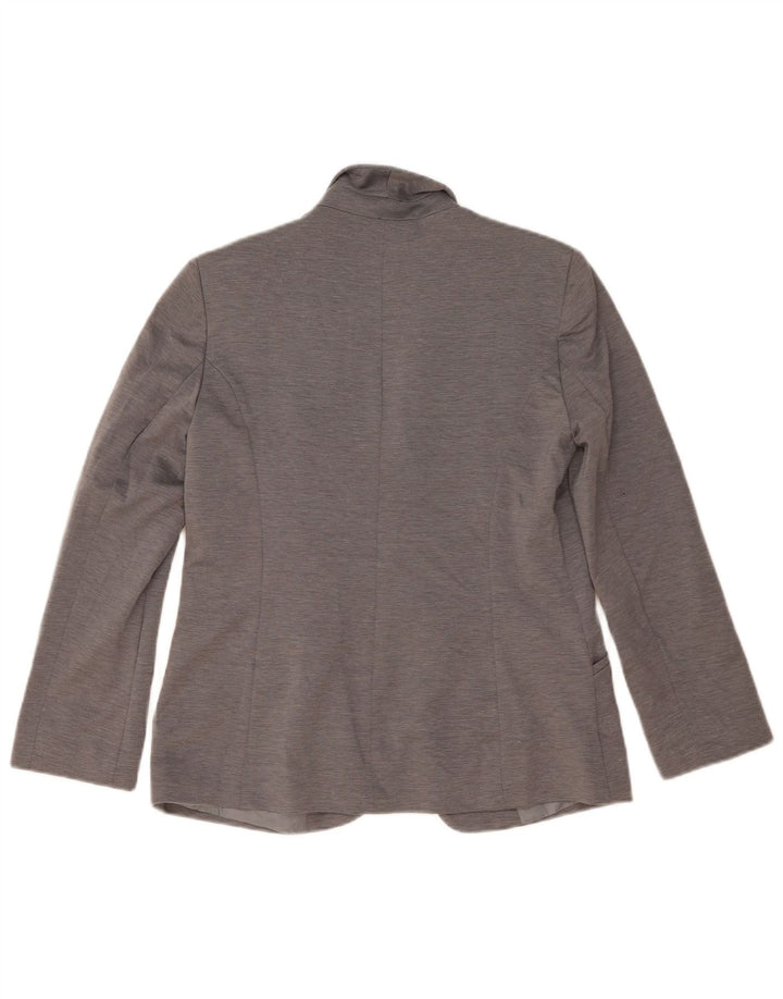 Jaqueta blazer aberta feminina Oasis UK 10 poliéster listrado cinza pequeno