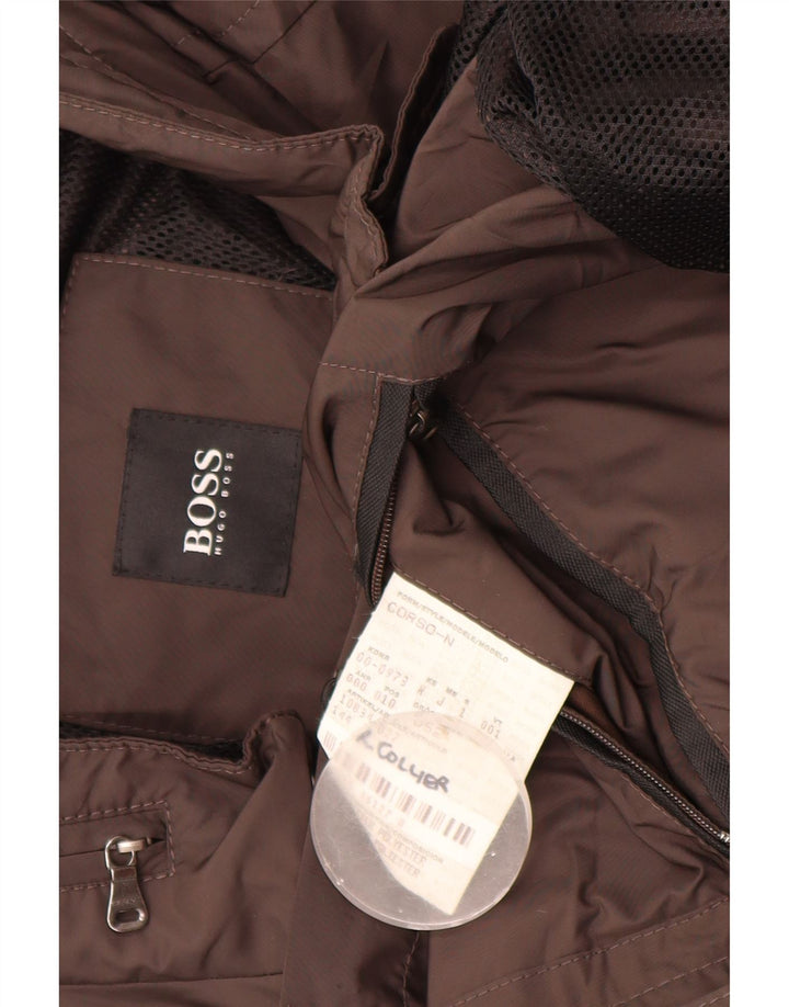 Jaqueta de chuva masculina Hugo Boss EU 52 XL poliéster marrom