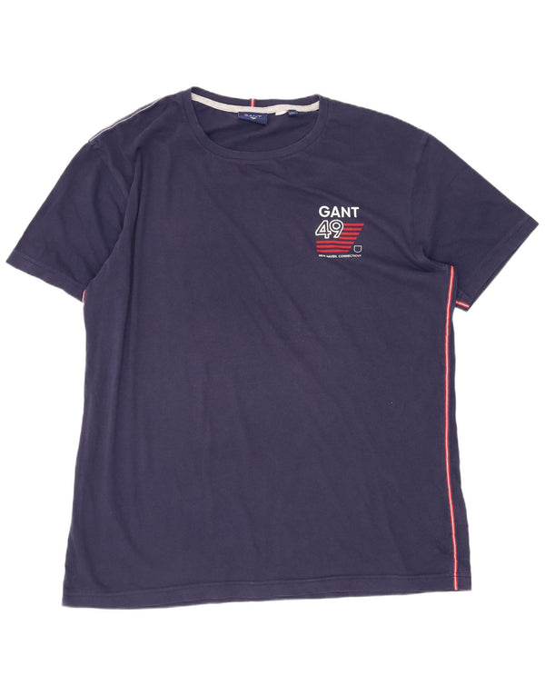 Gant Mens Graphic T-Shirt Top 2XL Navy Blue Cotton