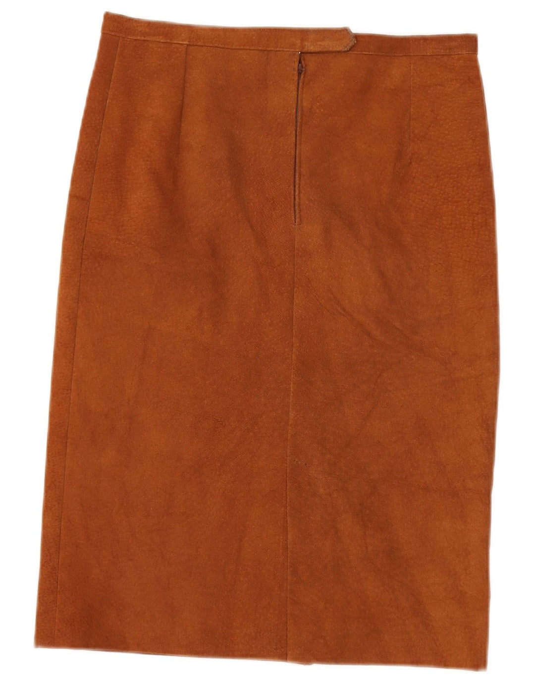 Saia reta feminina vintage de camurça W30 marrom médio