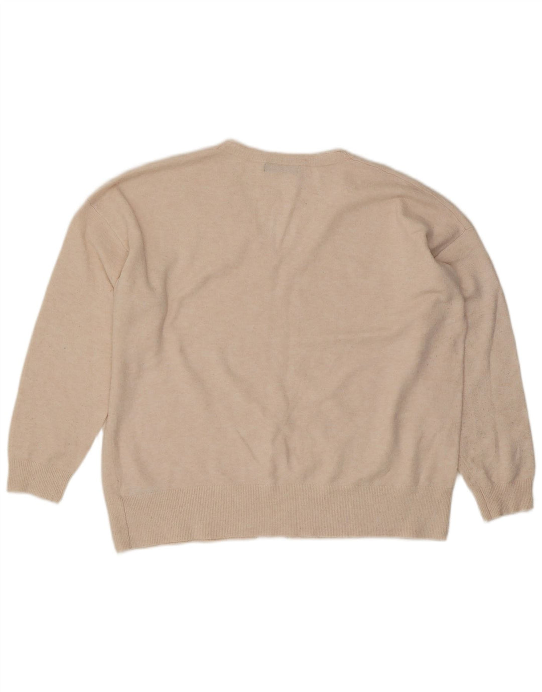 Suéter feminino Marks & Spencer grande com decote em V Reino Unido 16 grande bege