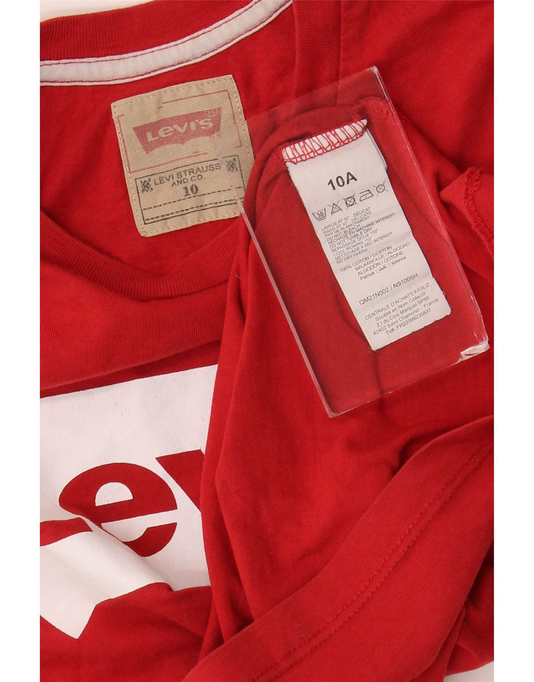 Top gráfico Levi's Boys manga comprida 9-10 anos algodão vermelho