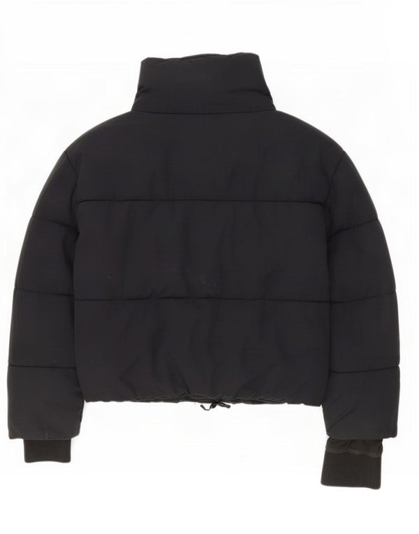 Jaqueta acolchoada superdimensionada feminina Zara UK 10 poliéster preto pequeno