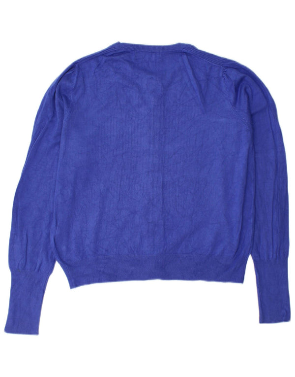 Suéter cardigã feminino Marks & Spencer UK 12 viscose azul médio