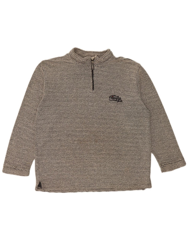 Weird Fish Mens moletom com zíper 1/4 Jumper XL cinza manchado de algodão