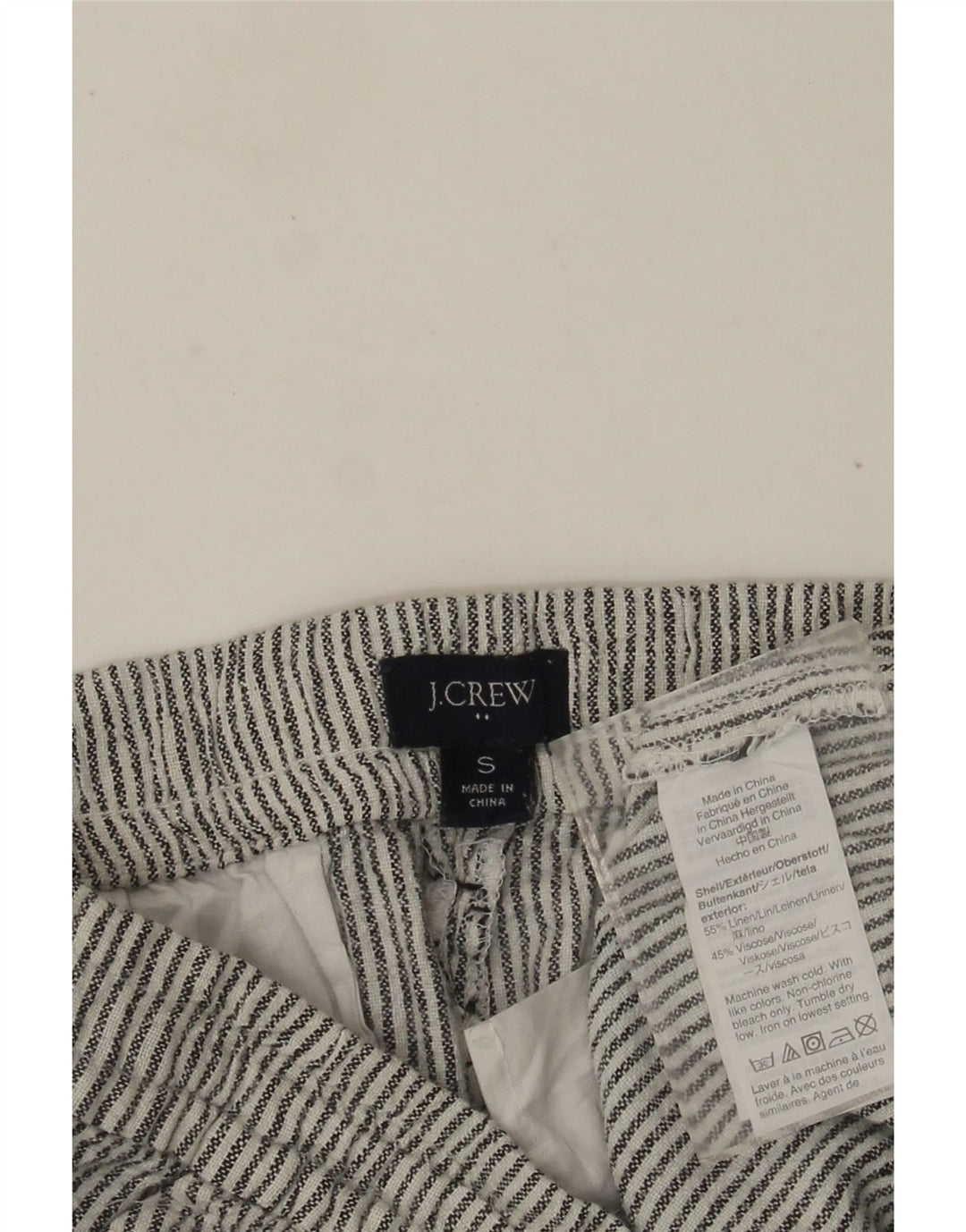 J. Crew Shorts Chino Feminino Pequeno W30 Cinza Listrado Linho