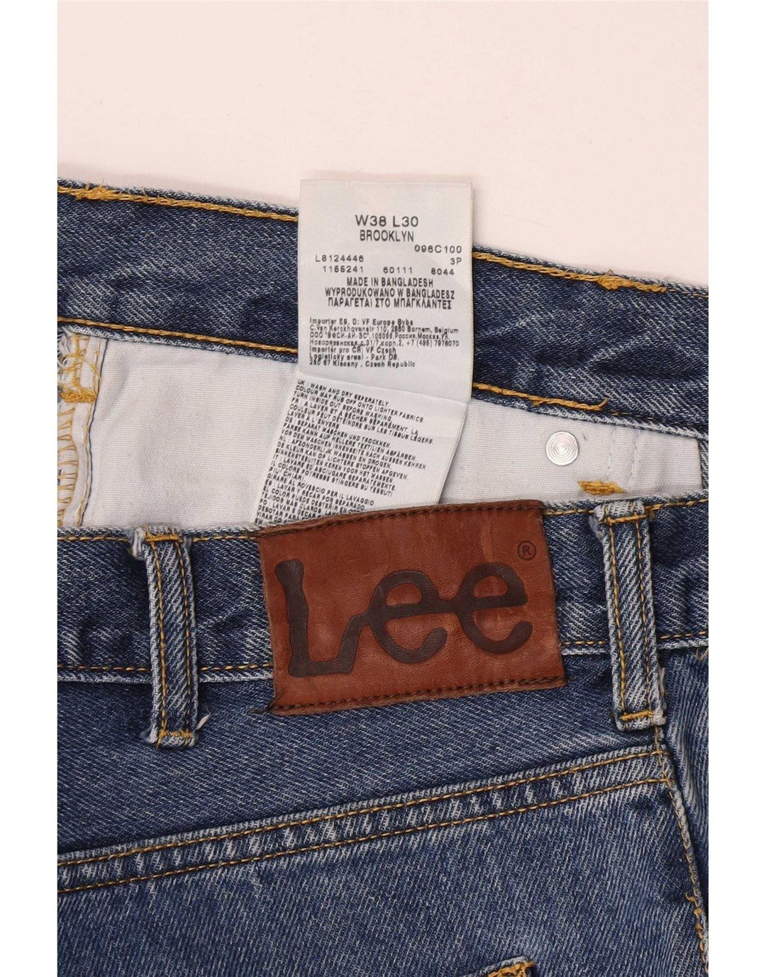 Lee Mens Brooklyn Straight Jeans W38 L30 Azul Algodão
