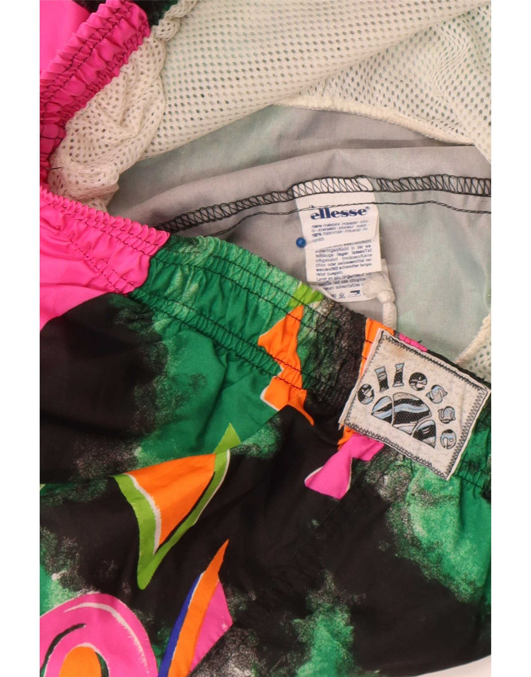 Ellesse Mens Graphic Sport Shorts Médio Verde Colourblock Poliéster