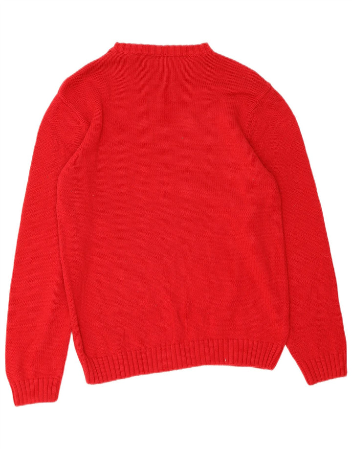 Suéter masculino CHAPS com gola redonda, algodão vermelho médio