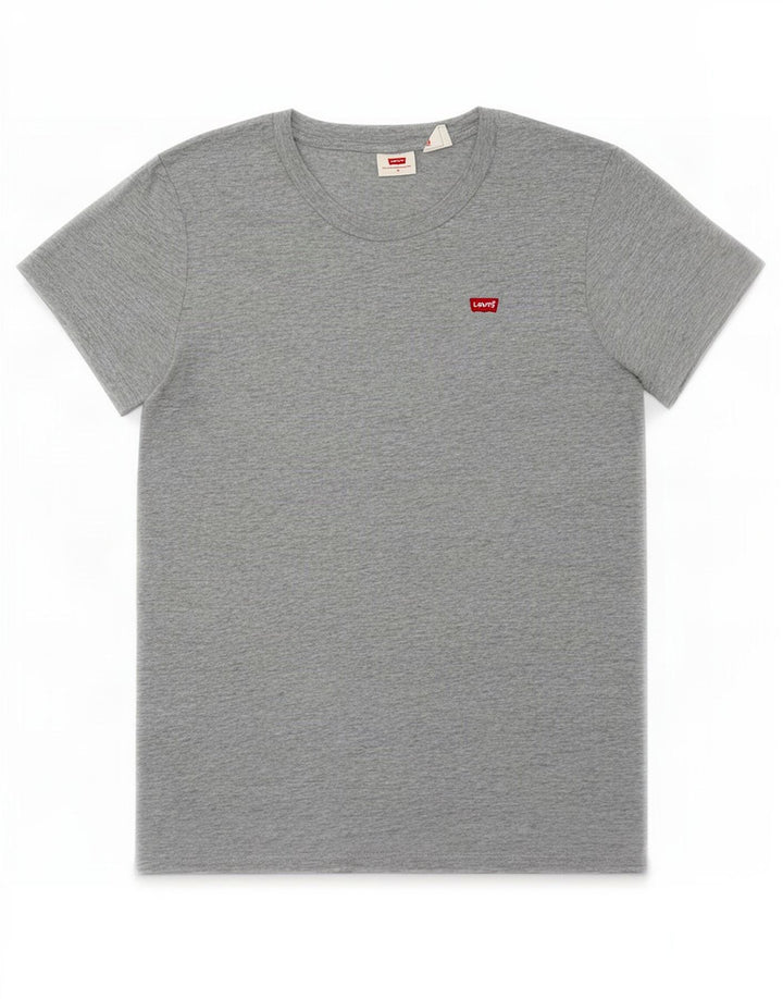 Camiseta feminina Levi's UK 14 algodão manchado cinza médio