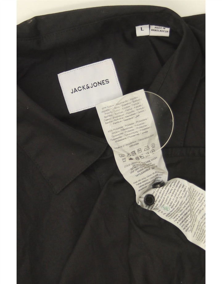 Camisa masculina Jack & Jones grande algodão preto