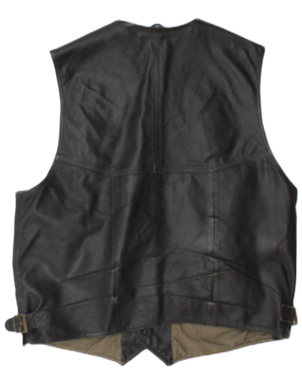 Colete de couro masculino vintage UK 44 XL couro marrom