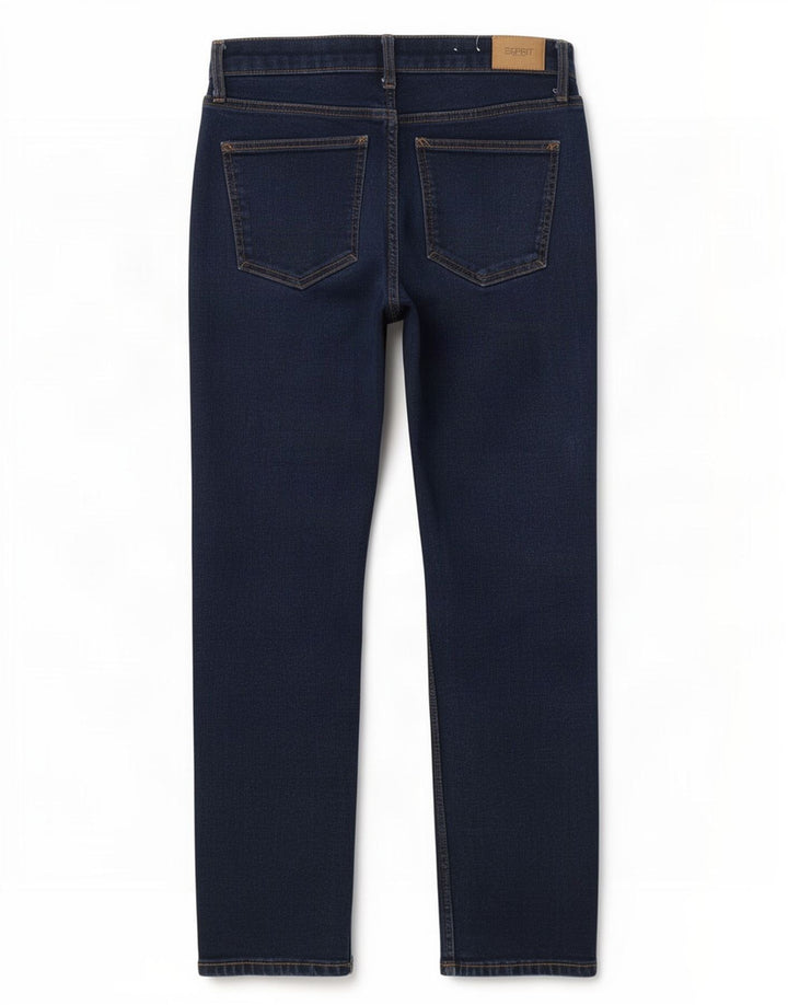Calça jeans reta feminina Esprit W30 L30 azul marinho algodão