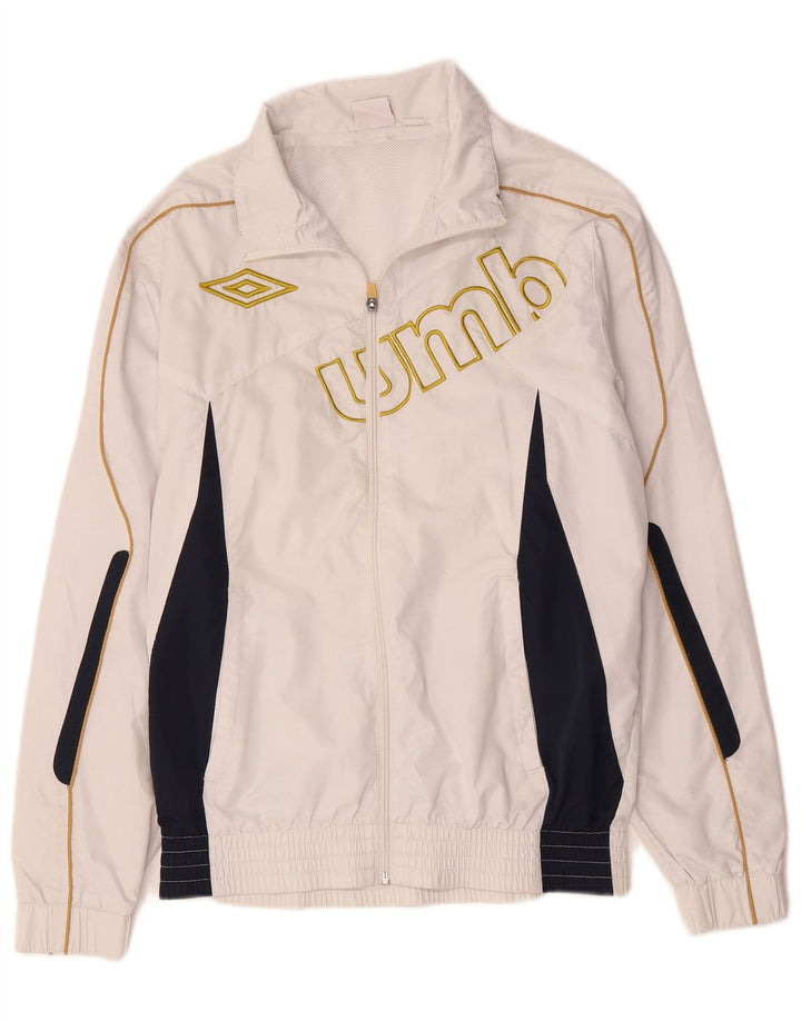Umbro Mens Graphic Tracksuit Top Jacket Pequeno Poliéster Colorblock Branco