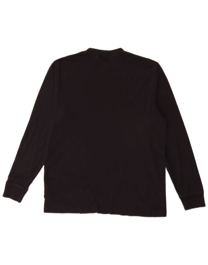 Lands End Mens Top Manga Longa Médio Algodão Preto