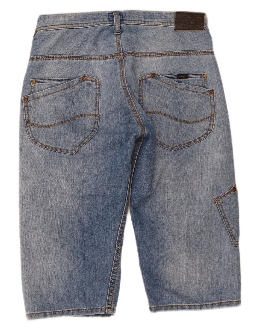 Bermuda jeans cargo LEE Boys 13-14 anos W28 algodão azul