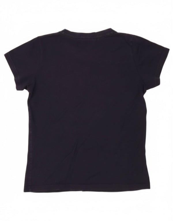 Fila Womens Graphic T-Shirt Top UK 10 Pequeno Algodão Azul Marinho