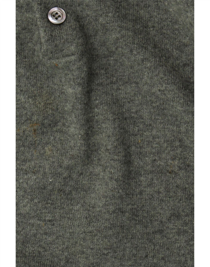 Suéter masculino Benetton com gola polo e lã virgem verde pequena