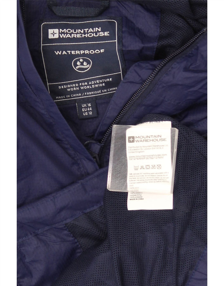 Jaqueta de chuva feminina com capuz Mountain Warehouse Reino Unido 16 grande azul marinho nylon