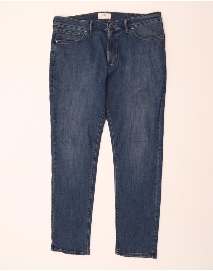 Marks & Spencer Mens Slim Jeans W38 L33 Azul Algodão