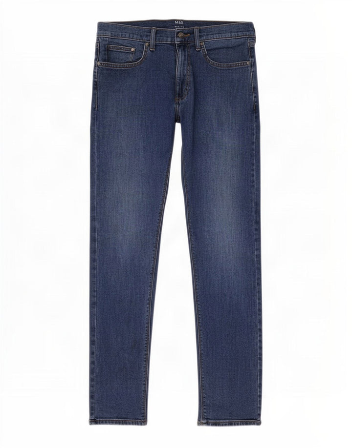 Marks & Spencer Mens Slim Jeans W32 L31 Azul Algodão