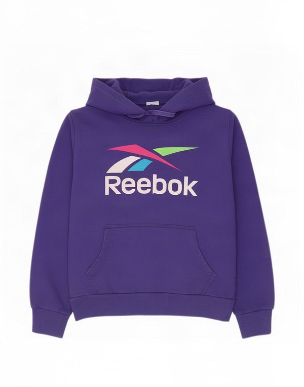 Reebok feminino gráfico moletom com capuz UK 14 grande algodão roxo