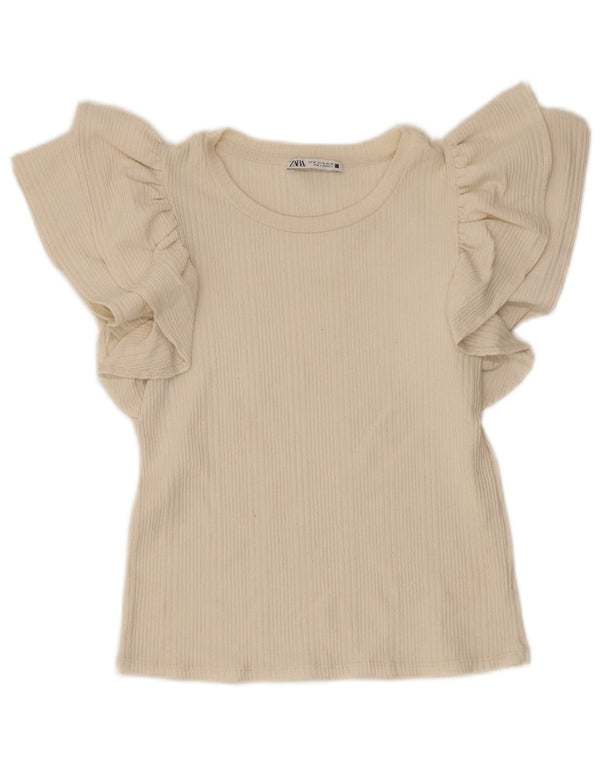 Blusa feminina Zara Top UK 12 Médio Bege