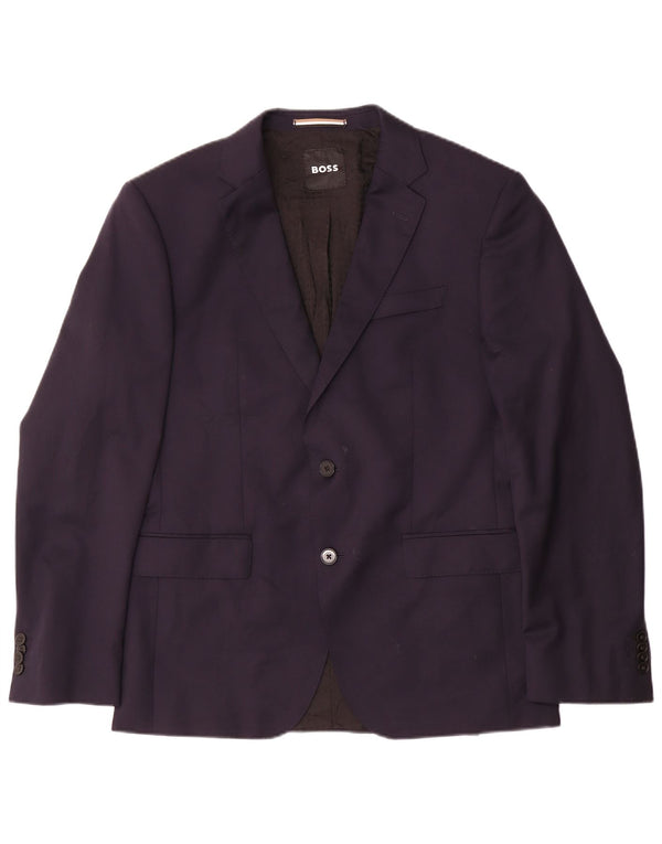 Jaqueta blazer masculina Hugo Boss com 2 botões UE 50 grande lã azul marinho