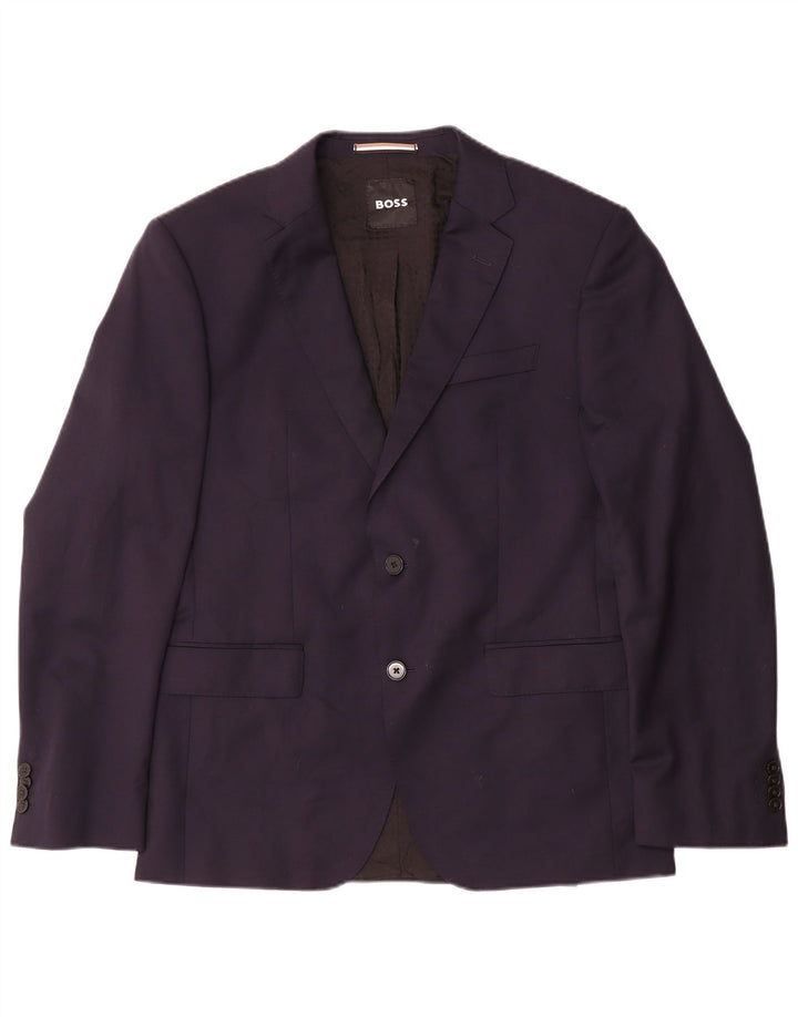 Jaqueta blazer masculina Hugo Boss com 2 botões UE 50 grande lã azul marinho
