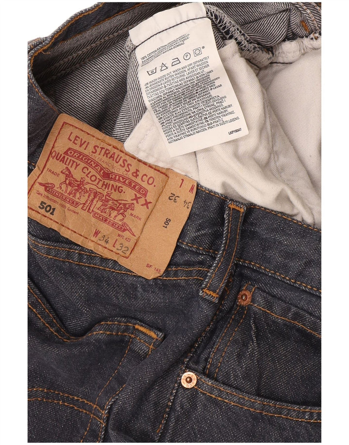 Levi's Masculino 501 Straight Jeans W34 L32 Azul Marinho Algodão