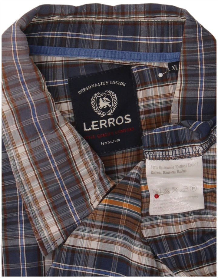 Camisa masculina de flanela Lerros XL algodão xadrez multicolorido
