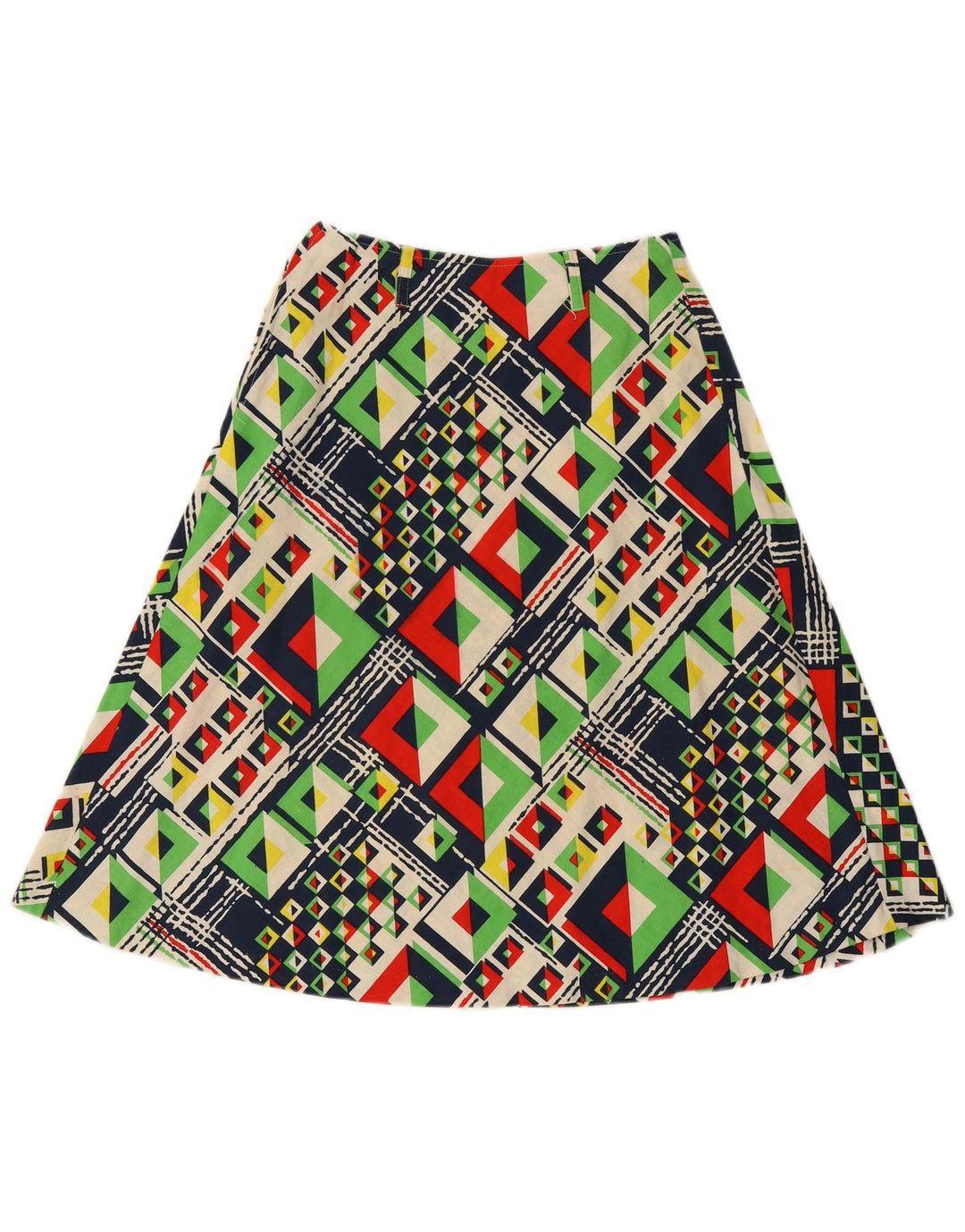 Saia evasê feminina VINTAGE IT 42 médio W24 multicolorido geométrico