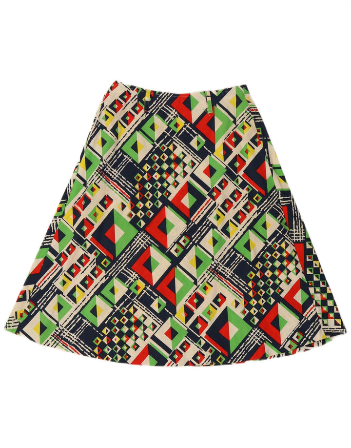 Saia evasê feminina VINTAGE IT 42 médio W24 multicolorido geométrico