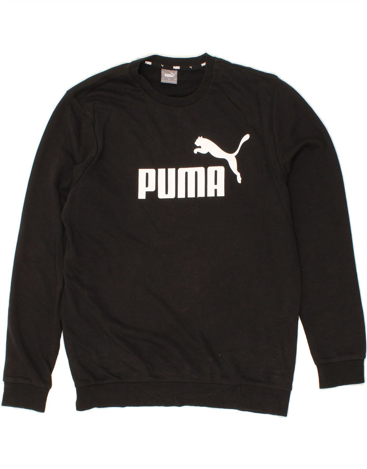 PUMA Mens Graphic Sweatshirt Jumper Medium Black Cotton Vintage Puma and Second-Hand Puma from Messina Hembry 