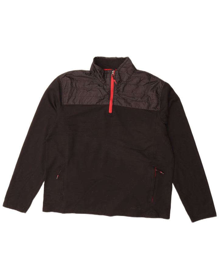 Eddie Bauer Suéter masculino com zíper e gola XL poliéster preto