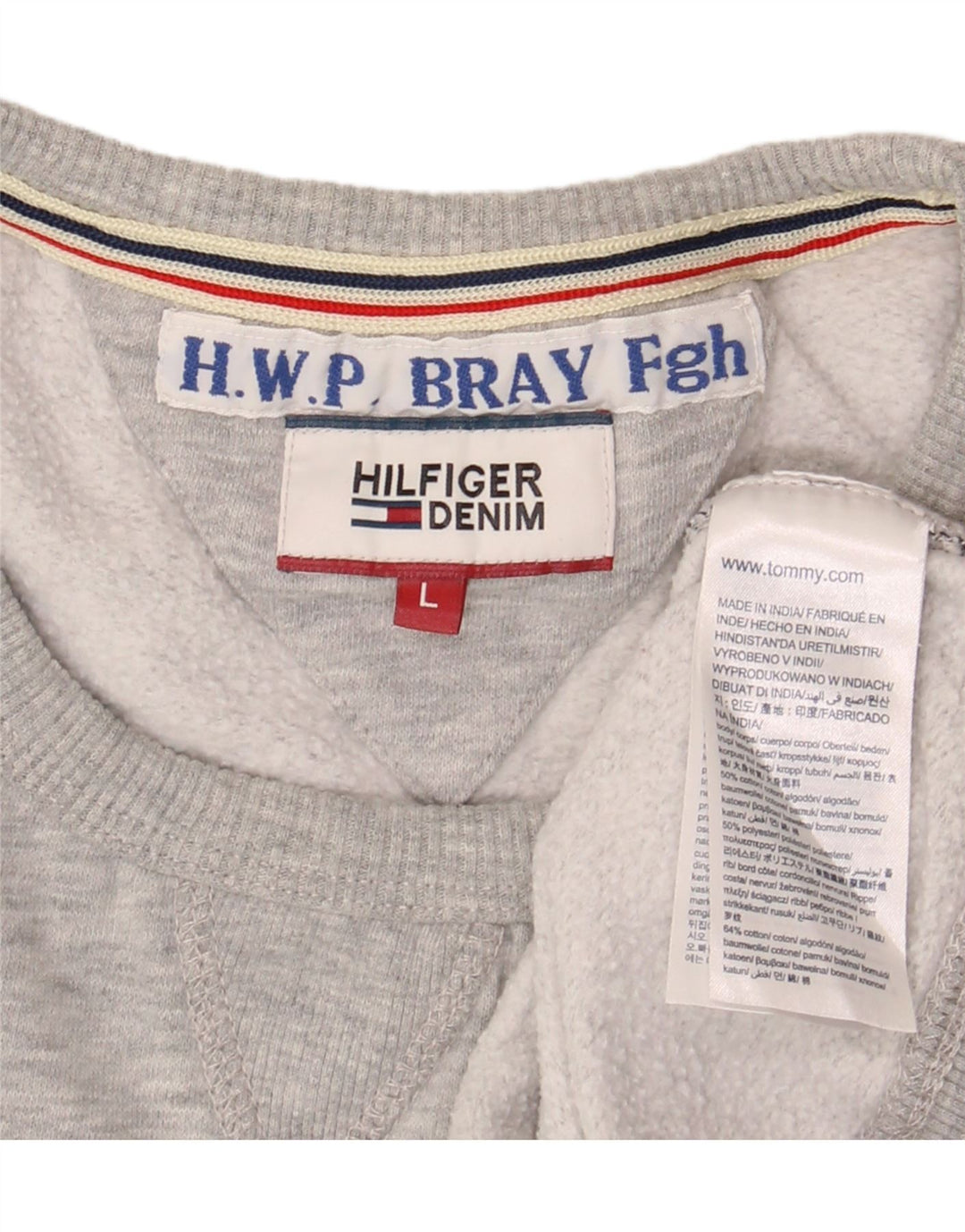 Tommy Hilfiger moletom gráfico masculino jumper grande algodão cinza