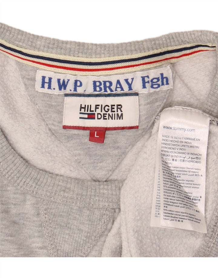 Tommy Hilfiger moletom gráfico masculino jumper grande algodão cinza