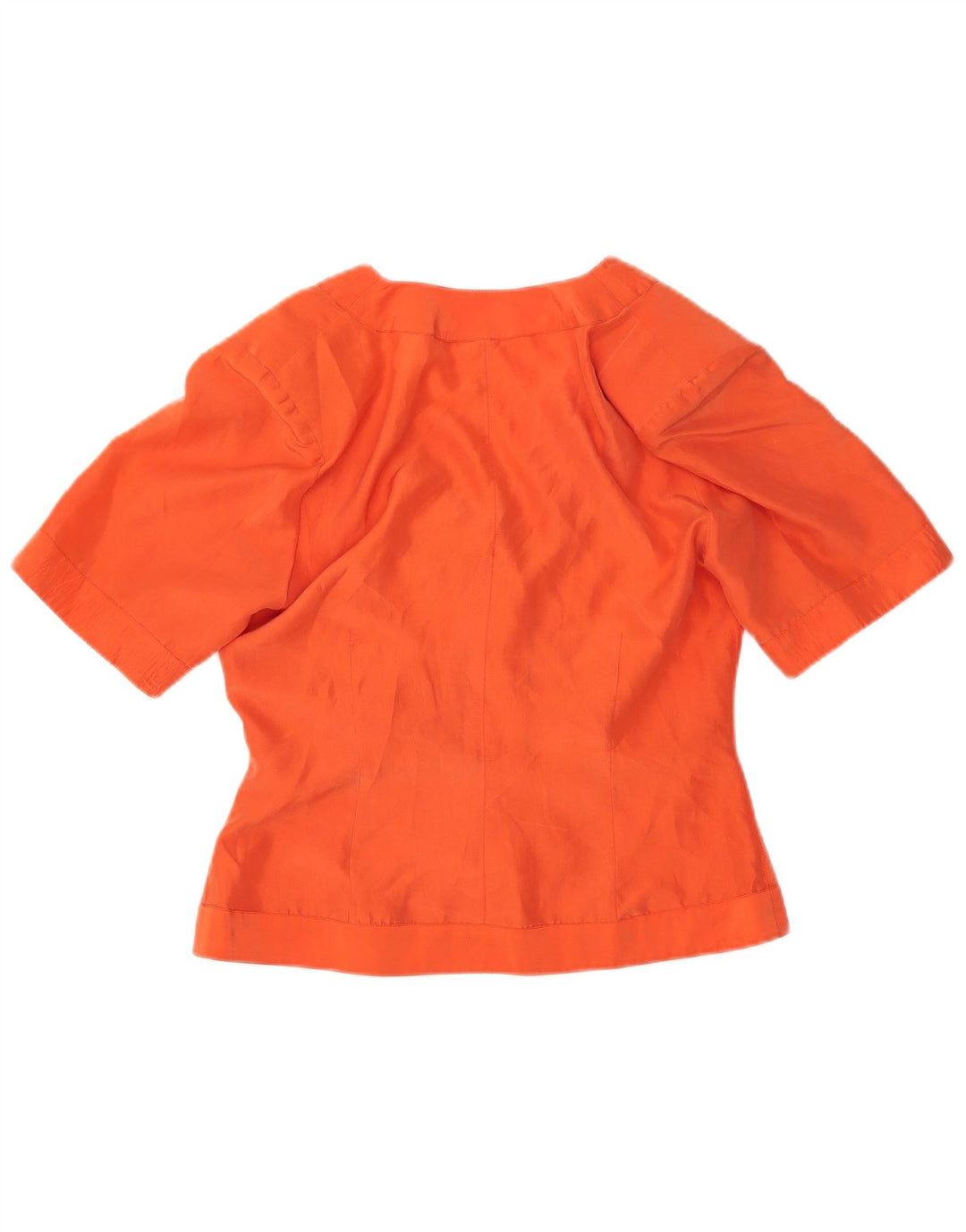 Blusa feminina VINTAGE manga curta Reino Unido 12 médio laranja