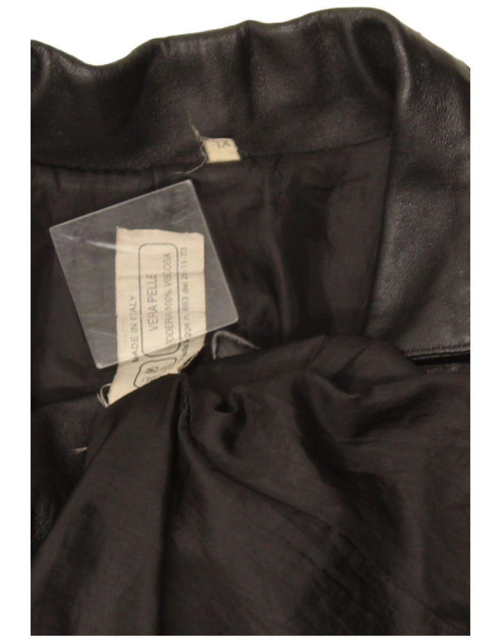 Casaco de couro feminino vintage UK 18 XL couro preto