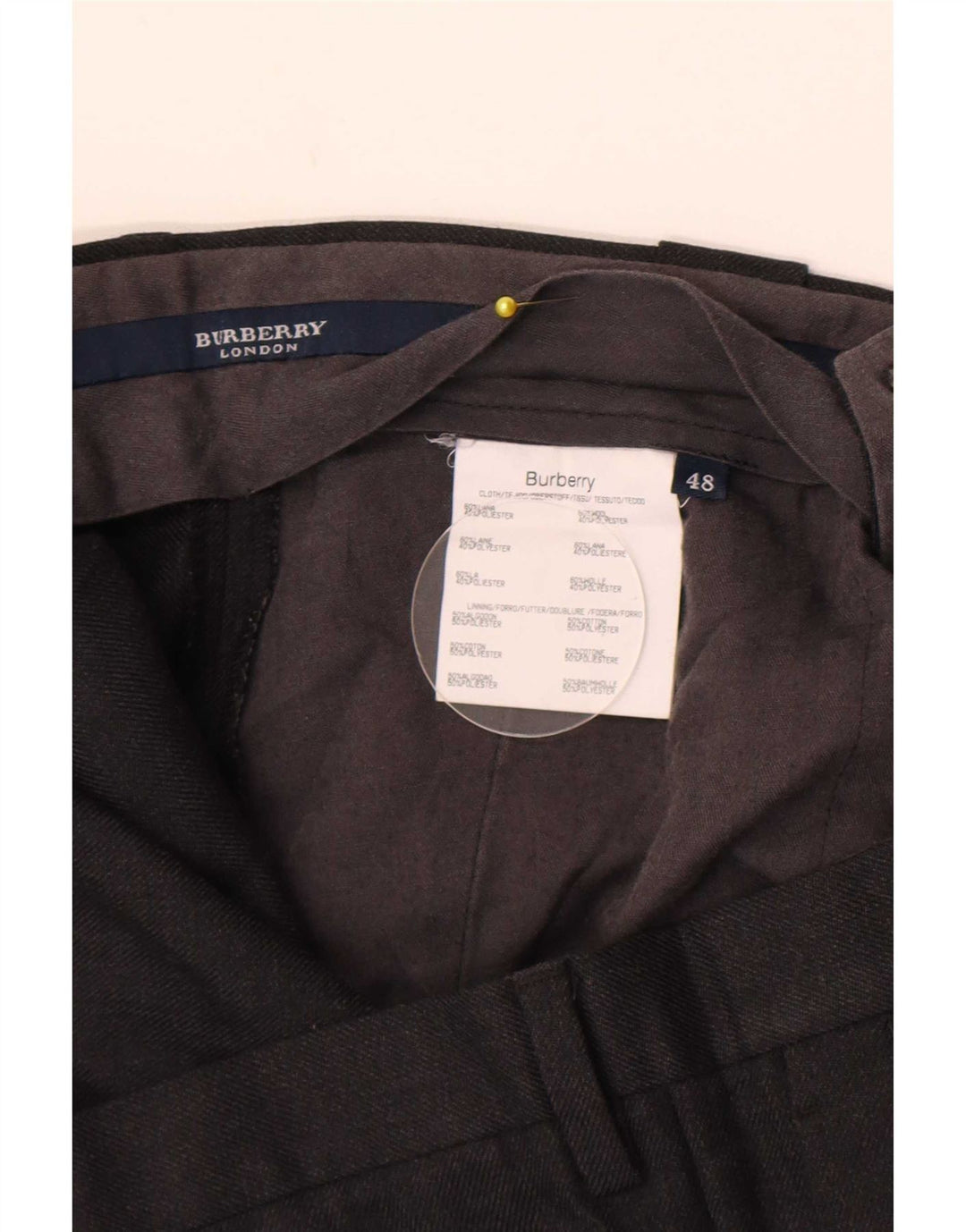 Calça masculina Burberry Pegged Suit W36 L28 lã cinza