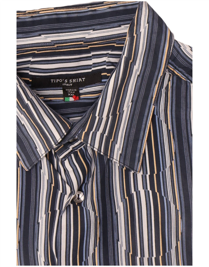 Camisa masculina de manga curta Tipo'S 2XL listrada azul marinho