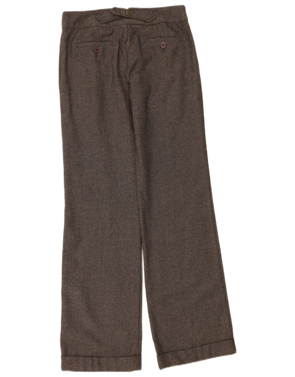 Calça chino feminina Topshop UK 10 pequena W30 L35 espinha de peixe marrom