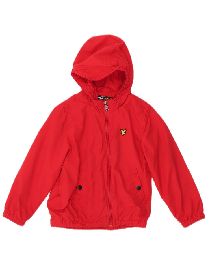 Jaqueta corta-vento com capuz para meninos Lyle & Scott 5-6 anos algodão vermelho