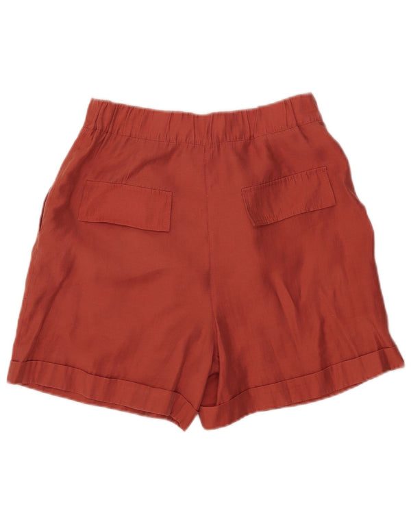 Zara Shorts Chino Feminino Cintura Alta Pegged Pequeno W26 Laranja Lyocell